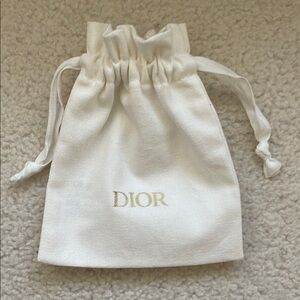 Dior White and Gold Drawstring Pouch